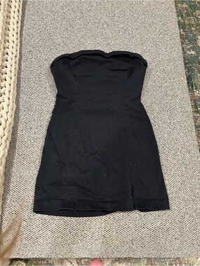 Strapless Black DENIM Bodycon Dress needs a good iron but SO CUTE